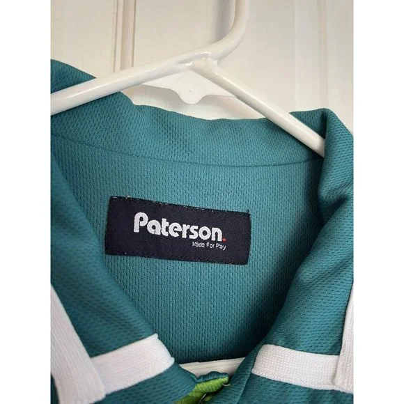 Paterson Men’s Courtside Teal & Green Short Sleeve Button‎ Up Snap Shirt Medium - Picture 15 of 16